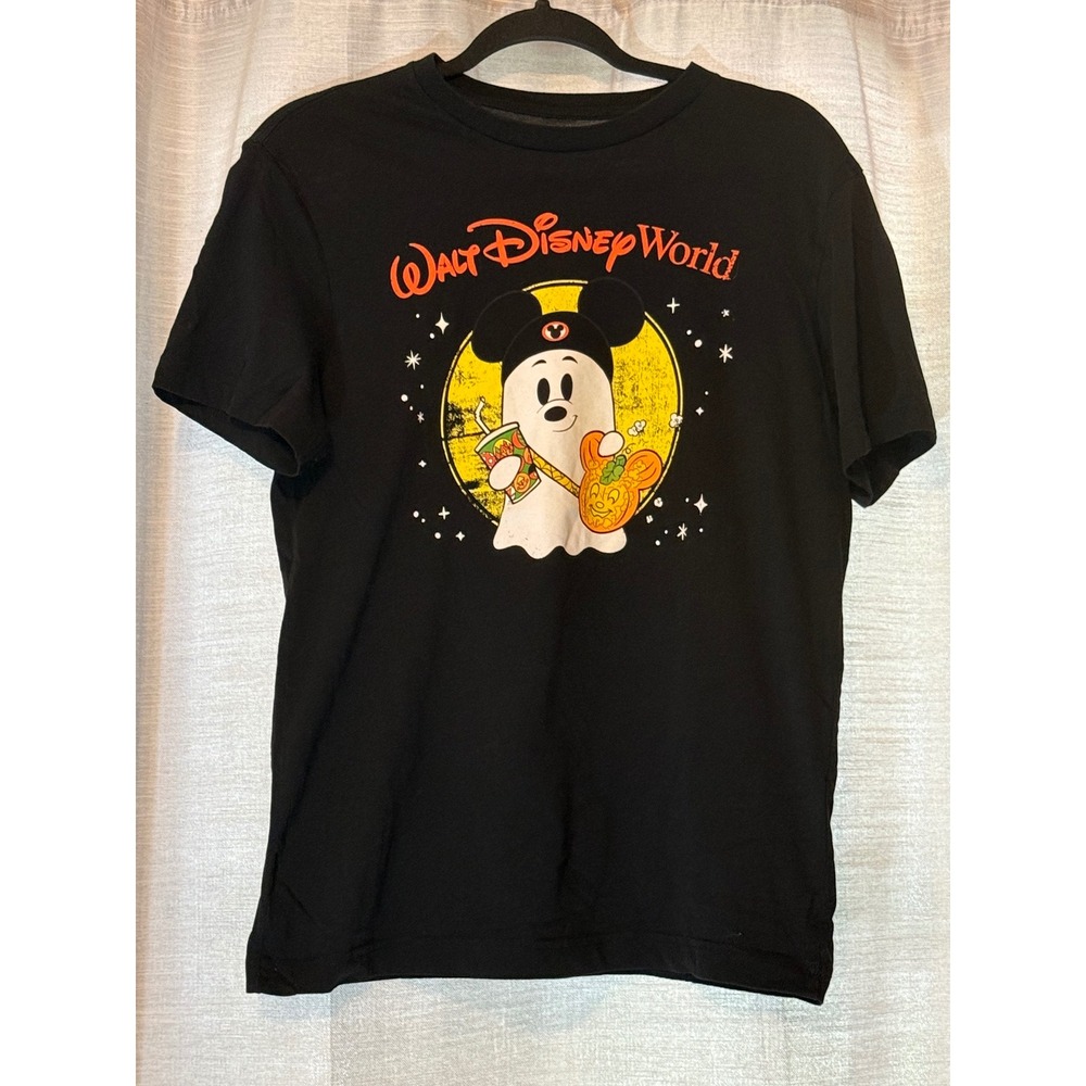 Walt Disney World Mickey Mouse Ghost Halloween T-Shirt Black Small Disney Parks